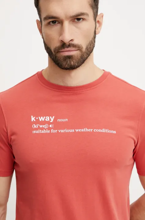 K-Way t-shirt bawełniany męski kolor czerwony z nadrukiem K3136DW