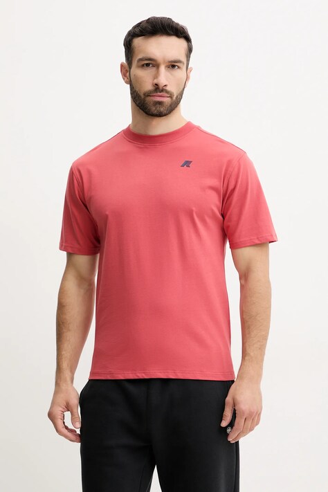 Памучна тениска K-Way в червено с принт K3138PW