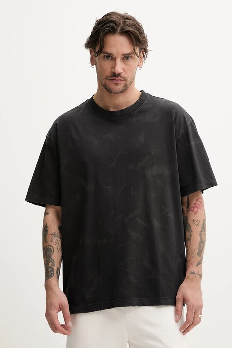 Hugo Blue tricou din bumbac bărbați, culoarea negru, cu imprimeu, 50542477