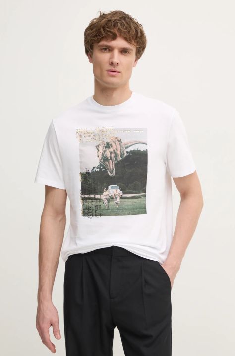 ZADIG&VOLTAIRE t-shirt bawełniany męski kolor biały z nadrukiem JMTS00652