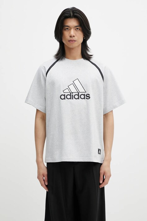 adidas Originals cotton t-shirt Badge Tee gray color with an application IM7839