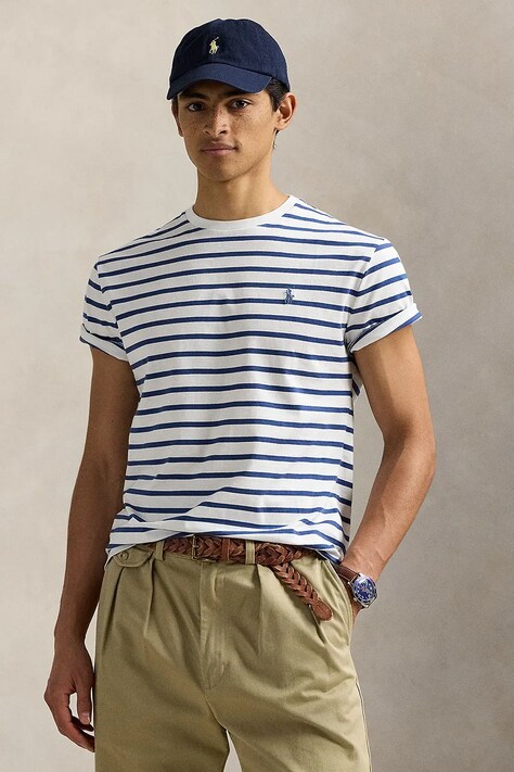 Bavlněné tričko Polo Ralph Lauren pánské, bílá barva, 710938134