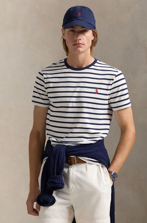 Polo Ralph Lauren pamut póló fehér, férfi, mintás, 710938134