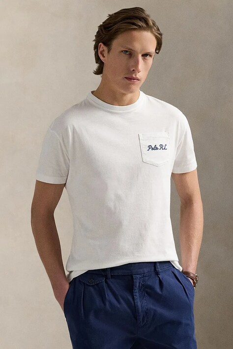 Polo Ralph Lauren t-shirt in cotone uomo bianco con stampa 710969631