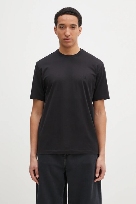 Бавовняна футболка Y-3 Regular Short Sleeve Tee чоловіча колір чорний однотонна IW0066
