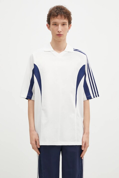 Тениска с яка Y-3 Cut Line Tee в бяло с апликация JM3222