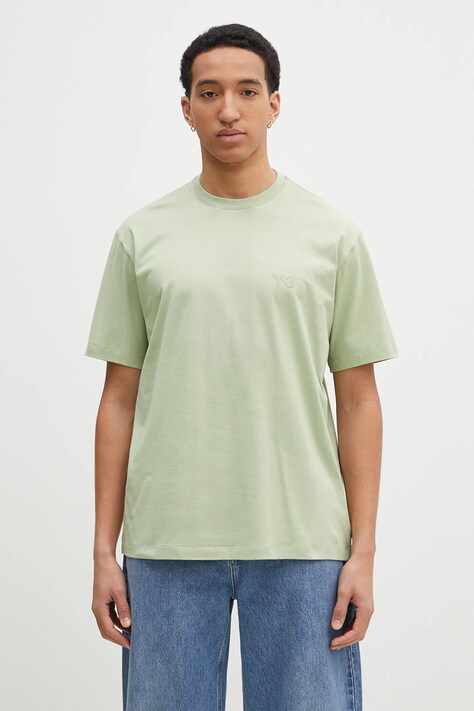 Y-3 tricou din bumbac Regular SS Tee barbati, culoarea verde, cu imprimeu, JM7860