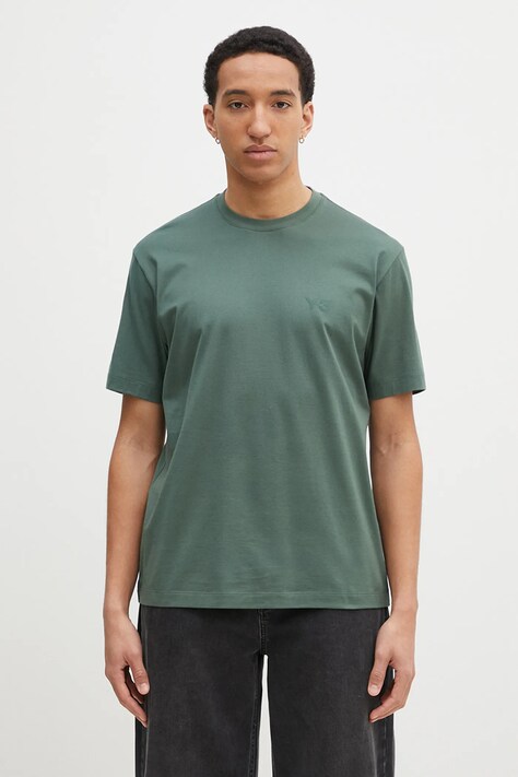 Бавовняна футболка Y-3 Regular SS Tee чоловіча колір зелений з принтом JM7870