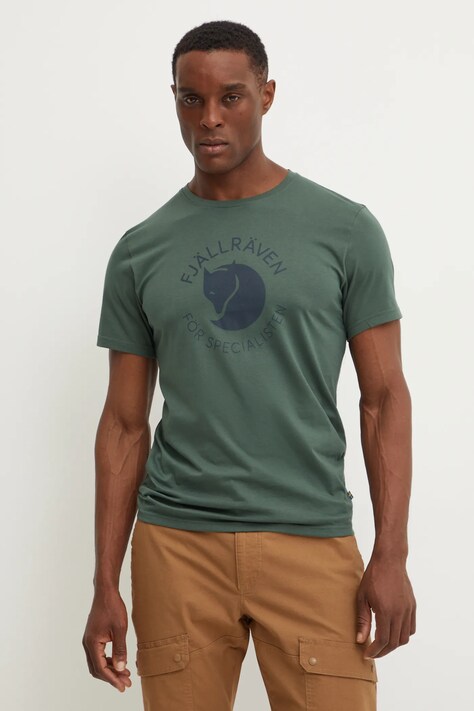 Fjallraven sportos póló Fjällräven Fox zöld, nyomott mintás, F87052