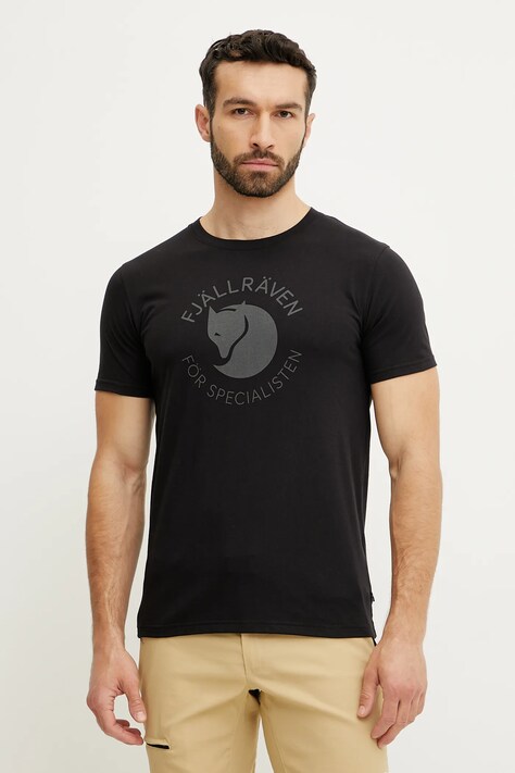 Sportovní triko Fjallraven Fjällräven Fox černá barva, s potiskem, F87052