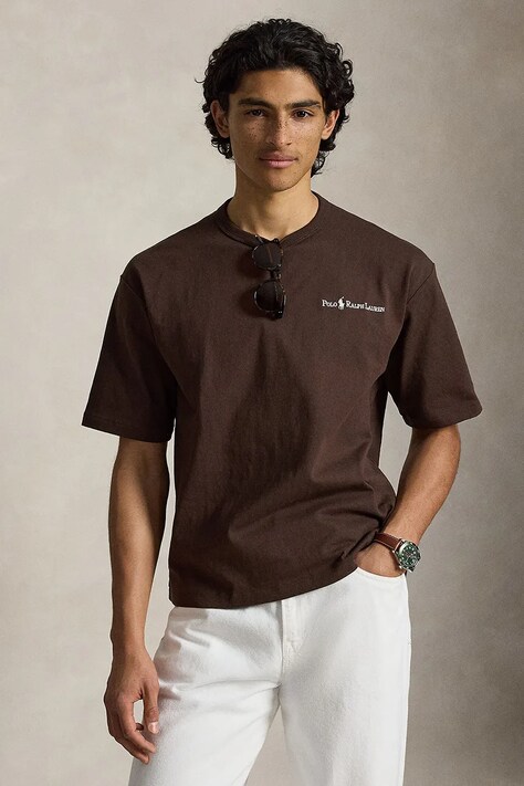 Polo Ralph Lauren T-shirt męski bawełniany Tee brązowy 710964714