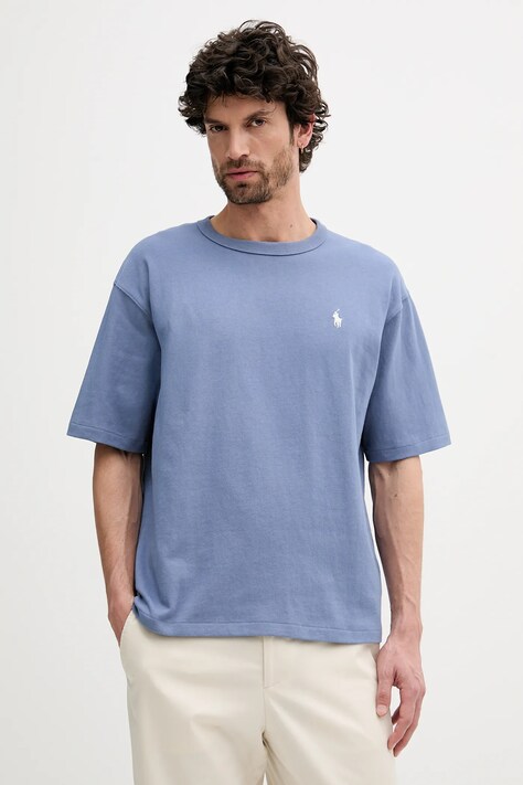 Bombažna kratka majica Polo Ralph Lauren Tee moška, bela barva, 710964716