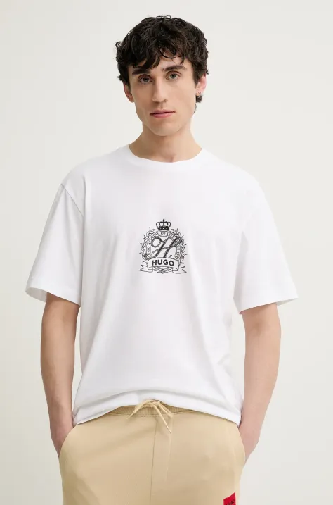 HUGO t-shirt in cotone uomo colore bianco 50538246