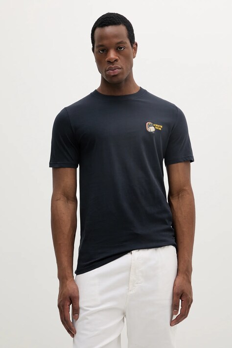 Lindbergh t-shirt bawełniany męski kolor granatowy z aplikacją 30-400235