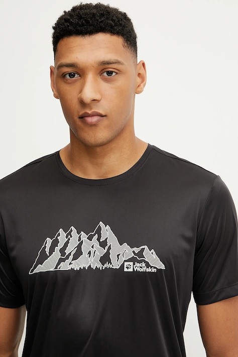Sportovní tričko Jack Wolfskin Peak Graphic pánské, černá barva, A63269