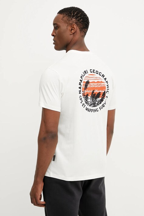 Bavlněné tričko Napapijri S-Vignoni bílá barva, s potiskem, NP0A4ILX2061