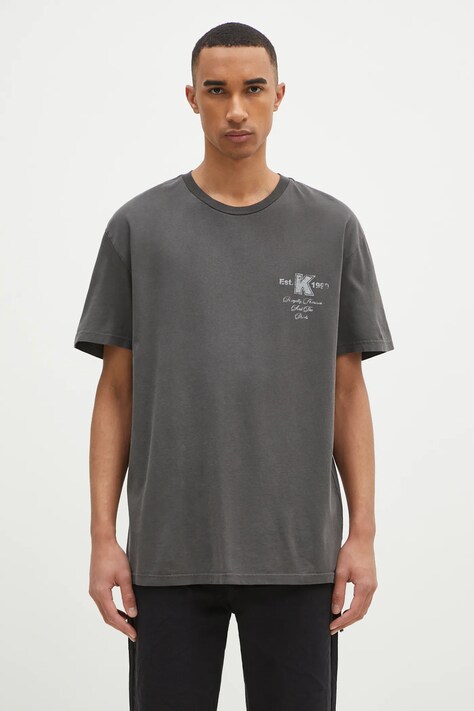 KSUBI pamut póló Lock Up Biggie szürke, férfi, nyomott mintás, MPS25TE004