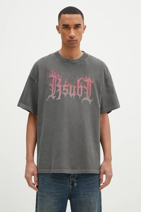 KSUBI tricou din bumbac Fuego Ekcess bărbați, culoarea gri, cu imprimeu, MPS25TE026