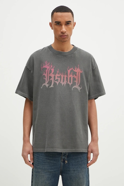 KSUBI pamut póló Fuego Ekcess szürke, férfi, nyomott mintás, MPS25TE026