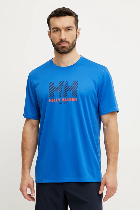 Sportovní triko Helly Hansen Tech Graphic modrá barva, s potiskem, 49574