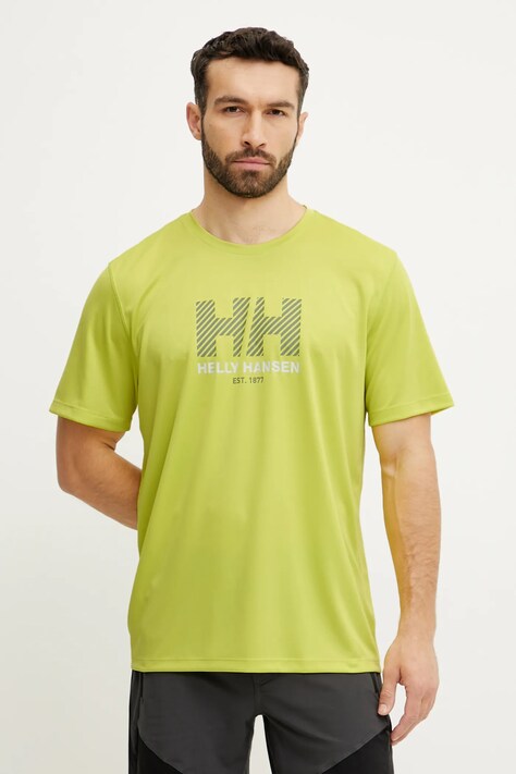 Helly Hansen tricou sport Tech Graphic culoarea galben, cu imprimeu, 49574