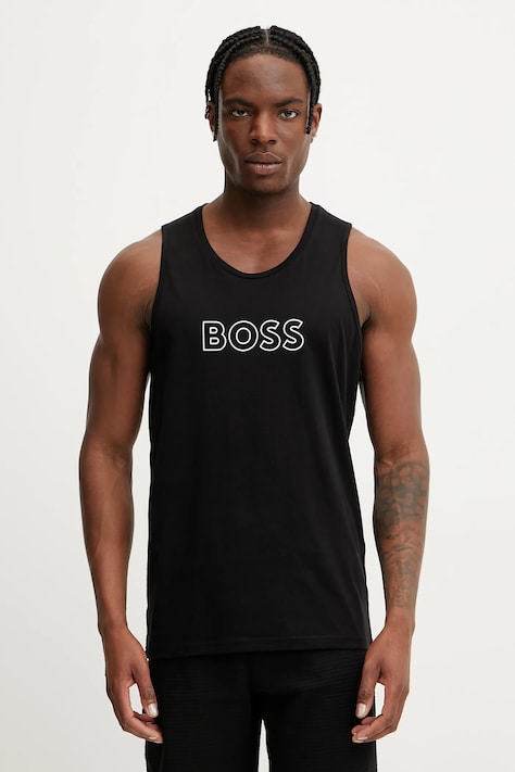 BOSS tricou de plajă din bumbac culoarea negru, 50491711
