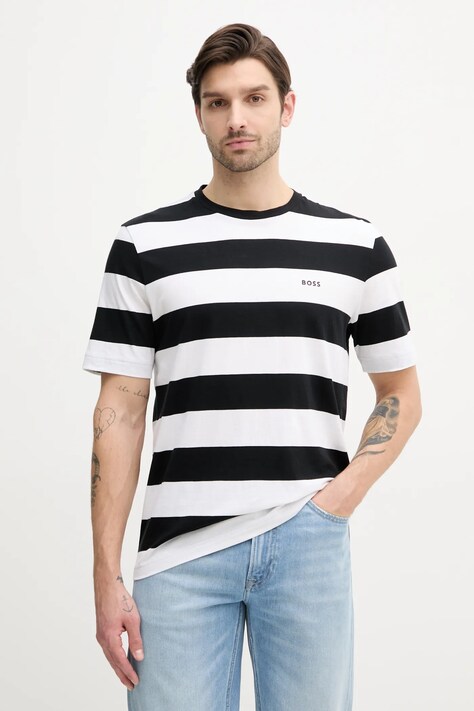 BOSS Orange tricou din bumbac barbati, culoarea negru, modelator, 50499334