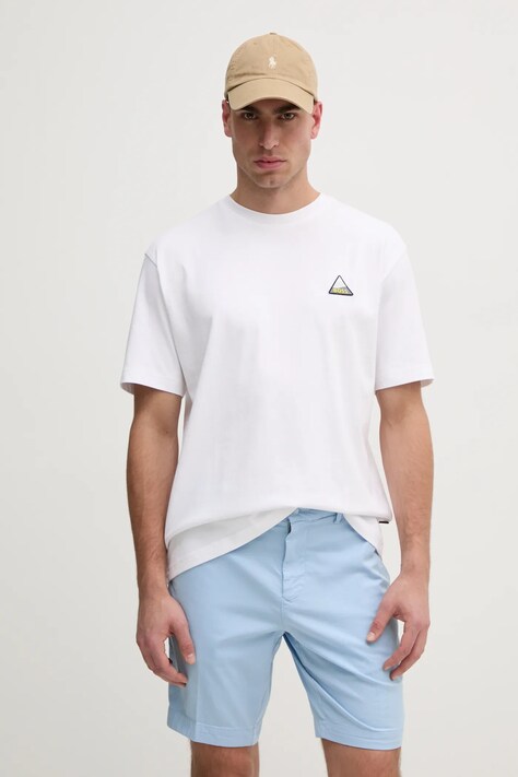 BOSS Orange tricou din bumbac barbati, culoarea alb, cu imprimeu, 50539195