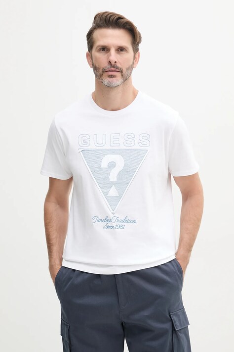 Бавовняна футболка Guess колір білий з принтом M5GI29 KBW41