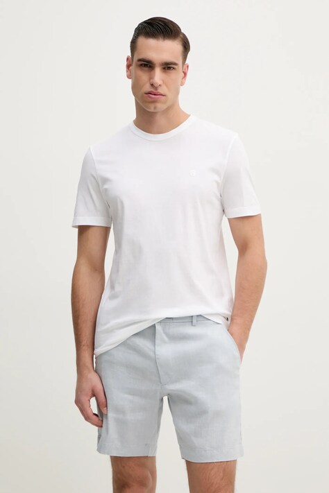 BOSS tricou din bumbac barbati, culoarea alb, neted, 50539831