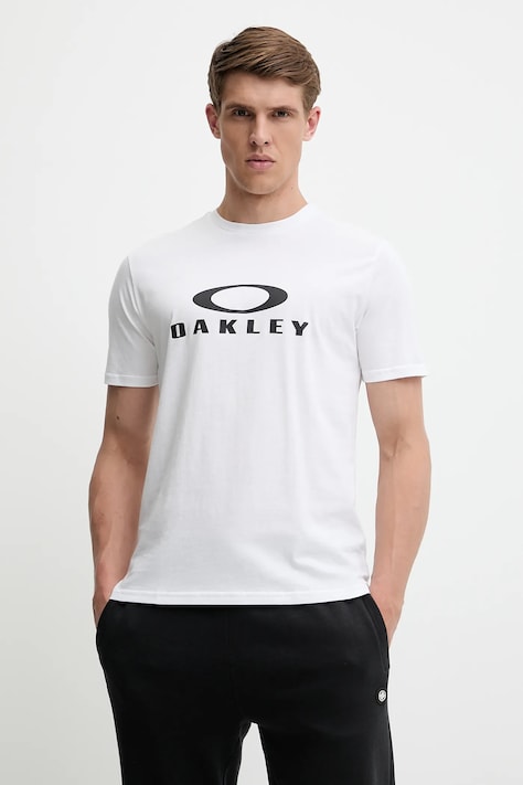 Bavlnené tričko Oakley BARK 2.0 pánske, biela farba, s potlačou, FOA402167