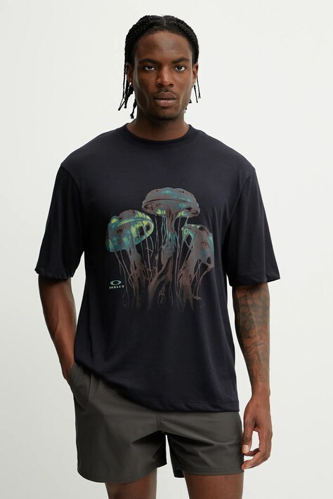 Oakley tricou JELLYFISH culoarea negru, cu imprimeu, FOA406854