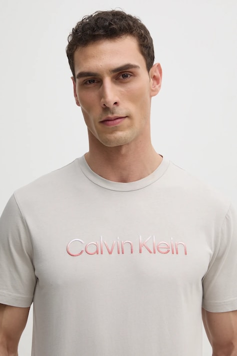 Bavlněné tričko Calvin Klein béžová barva, s potiskem, K10K114155