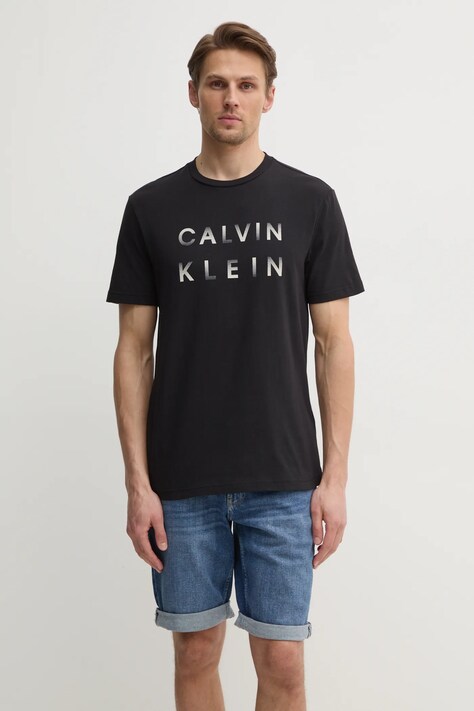 Бавовняна футболка Calvin Klein чоловіча колір чорний з принтом K10K114156