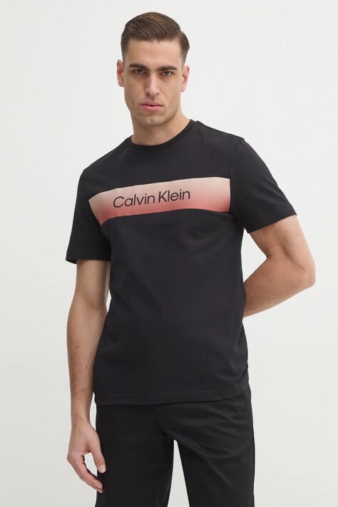 Бавовняна футболка Calvin Klein чоловіча колір чорний з принтом K10K114163