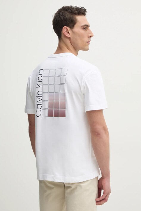Bavlněné tričko Calvin Klein bílá barva, s potiskem, K10K114164