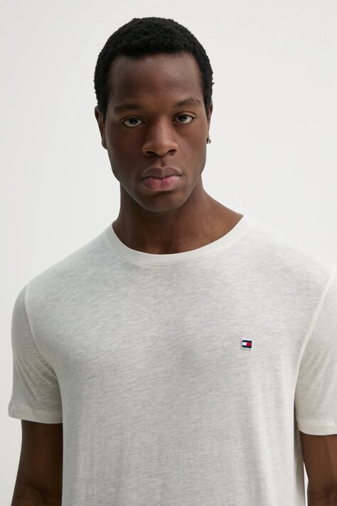 Tommy Hilfiger tricou din amestec de in culoarea alb, uni, UM0UM03527