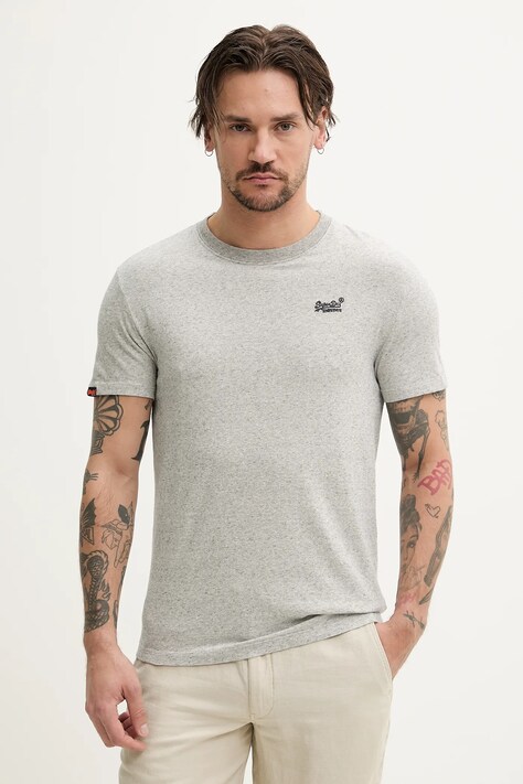 Хлопковая футболка Superdry мужская цвет серый узорная M1011245A-CIE
