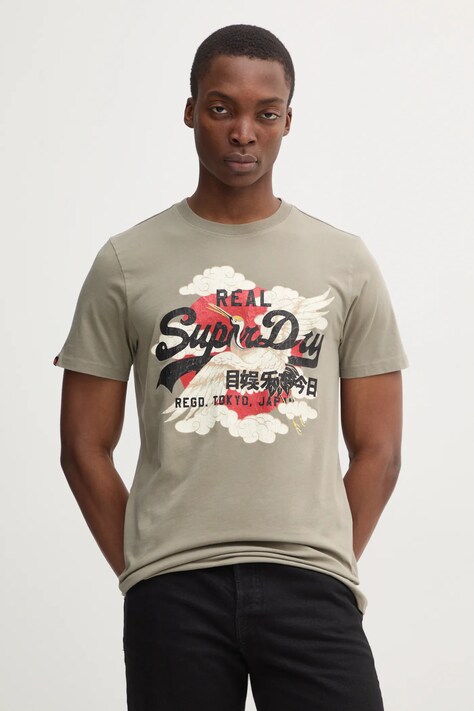 Футболка Superdry мужская цвет зелёный с принтом M1012111A-1KH