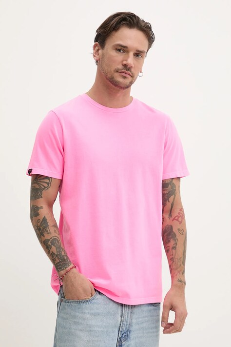 Superdry tricou din bumbac bărbați, culoarea roz, uni, M1012140A-E9V