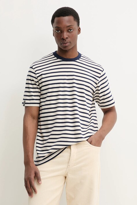 Superdry tricou din bumbac bărbați, culoarea bej, cu imprimeu, M1012146A-QF5
