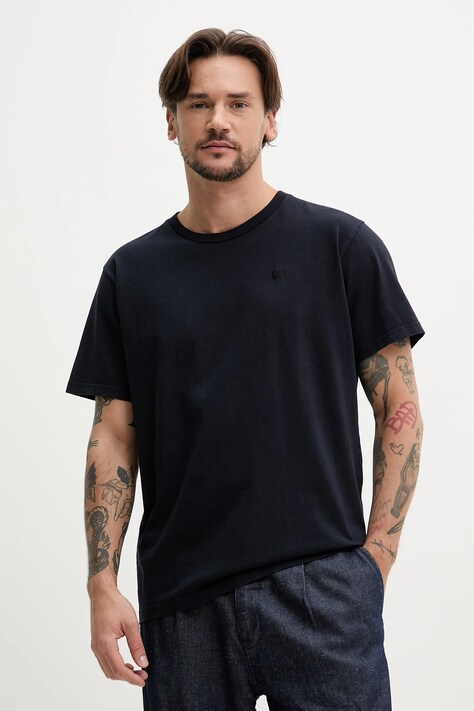 Superdry tricou din bumbac barbati, culoarea albastru marin, neted, M1012208A-JVH