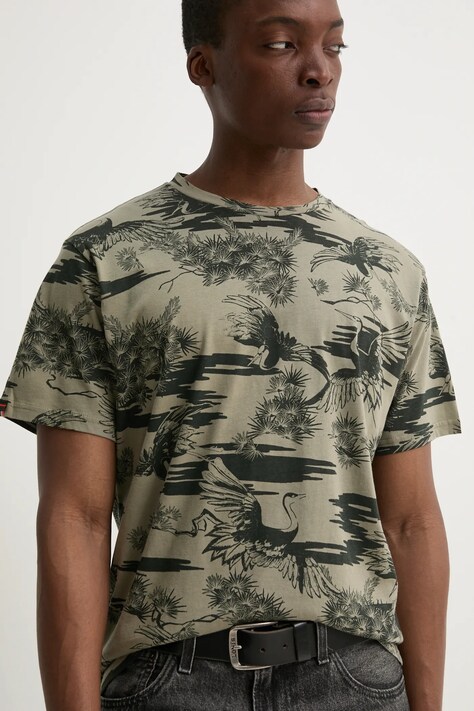 Хлопковая футболка Superdry мужская цвет зелёный узорная M1012315A-F8Q