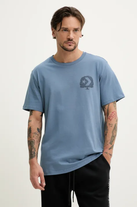 Converse t-shirt in cotone uomo colore blu 10027666-A01