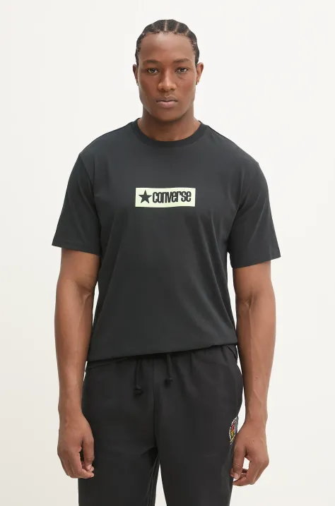 Converse t-shirt bawełniany męski kolor czarny z nadrukiem 10027995-A01