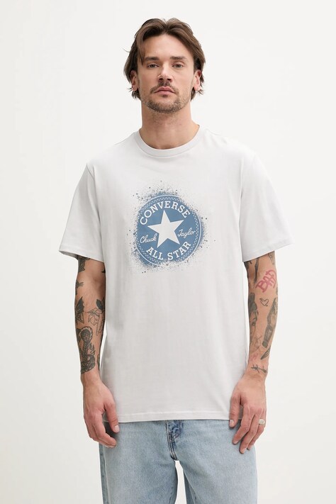 Converse t-shirt bawełniany męski kolor szary z nadrukiem 10027998-A01