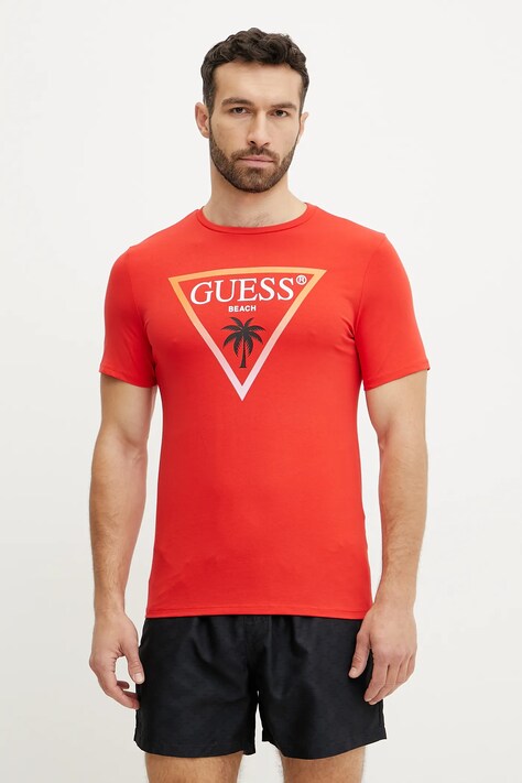 Guess tricou bărbați, culoarea rosu, cu imprimeu, F5GI00 J1314