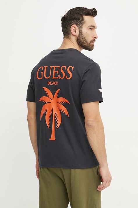 Guess tricou din bumbac barbati, culoarea negru, cu imprimeu, F5GI09 KA260