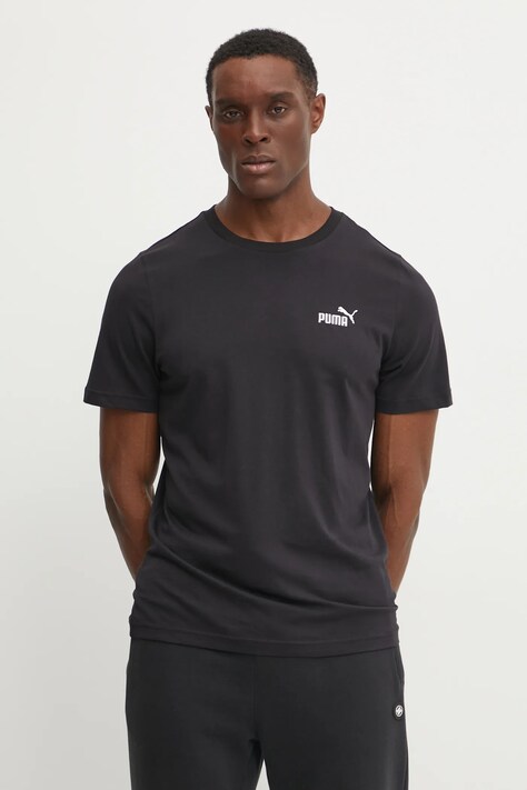 Puma t-shirt bawełniany męski kolor czarny z aplikacją 682534