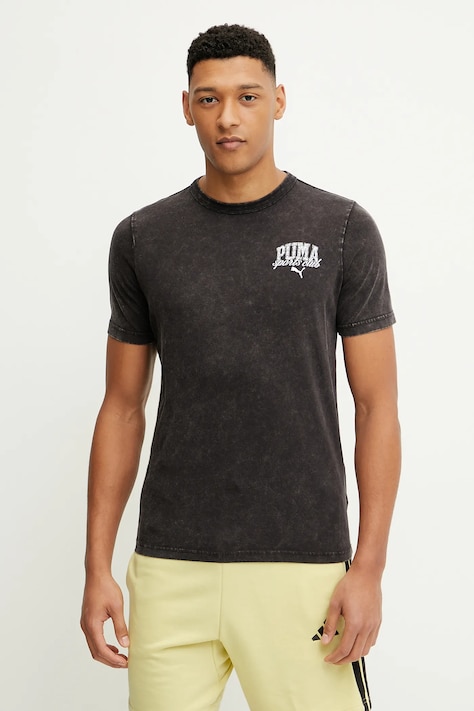Puma t-shirt bawełniany męski kolor czarny z nadrukiem 684640